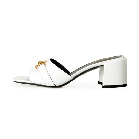 Versace Women's White Gold Medusa Heeled Sandals Mules Shoes US 10 IT 40 - Picture 2 of 8